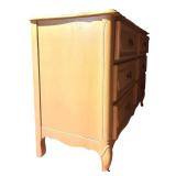 A - Vintage Yellow and White Wood Dresser with Matching Mirror