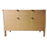 A - Vintage Yellow and White Wood Dresser with Matching Mirror
