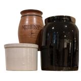 LLR - Set of 3 Vintage Stoneware Crocks and Pottery Jars