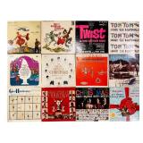 BR1 - Collection of 12 Vintage Vinyl Records including The Wizard of Oz, The Sound of Music, and Christmas Albums