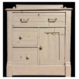 A - Vintage Painted Wood Commode with Drawers and Cabinet