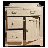 A - Vintage Painted Wood Commode with Drawers and Cabinet