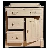 A - Vintage Painted Wood Commode with Drawers and Cabinet