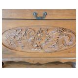 LR - Teak Wood Chest with Dragon and Phoenix Carvings