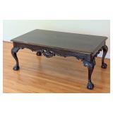 LR - Vintage Carved Wooden Coffee Table with Claw Feet