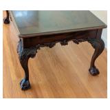 LR - Vintage Carved Wooden Coffee Table with Claw Feet