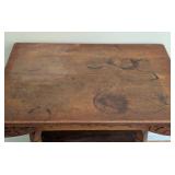 LR - Antique Wooden Accent Table with Carved Details