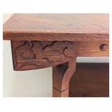 LR - Antique Wooden Accent Table with Carved Details