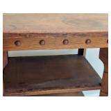 LR - Antique Wooden Accent Table with Carved Details