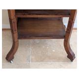 LR - Antique Wooden Accent Table with Carved Details