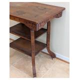LR - Antique Wooden Accent Table with Carved Details
