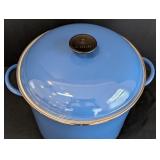 K - Le Creuset Blue Enamel Stock Pot with Lid