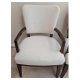 LR - Pair of Stylish Henredon Upholstered Armchairs with Dark Wood Frame