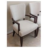 LR - Pair of Stylish Henredon Upholstered Armchairs with Dark Wood Frame