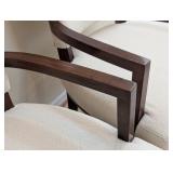 LR - Pair of Stylish Henredon Upholstered Armchairs with Dark Wood Frame