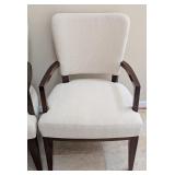 LR - Pair of Stylish Henredon Upholstered Armchairs with Dark Wood Frame