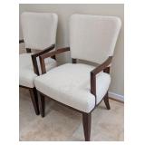 LR - Pair of Stylish Henredon Upholstered Armchairs with Dark Wood Frame