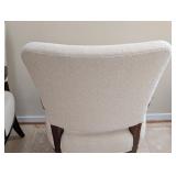 LR - Pair of Stylish Henredon Upholstered Armchairs with Dark Wood Frame