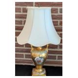 LR - Pair of 21-Inch Gilded Porcelain Table Lamps with Classical Scenes