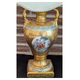 LR - Pair of 21-Inch Gilded Porcelain Table Lamps with Classical Scenes