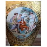LR - Pair of 21-Inch Gilded Porcelain Table Lamps with Classical Scenes