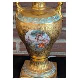 LR - Pair of 21-Inch Gilded Porcelain Table Lamps with Classical Scenes