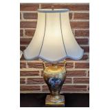 LR - Pair of 21-Inch Gilded Porcelain Table Lamps with Classical Scenes