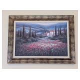 LR - Framed Landscape Artwork with Poppies and Tuscan House