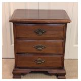 MB - Vintage Cherry House 3-Drawer Wooden Nightstand with Brass Handles
