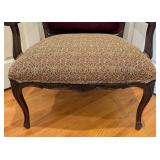 LR - Vintage Upholstered French Style Armchair with Carved Wood Frame