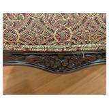 LR - Vintage Upholstered French Style Armchair with Carved Wood Frame