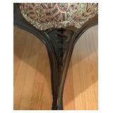 LR - Vintage Upholstered French Style Armchair with Carved Wood Frame