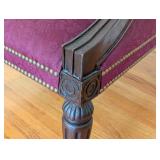 LR - Henredon Upholstered Accent Armchair with Carved Wood Frame and Burgundy Fabric