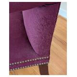 LR - Henredon Upholstered Accent Armchair with Carved Wood Frame and Burgundy Fabric