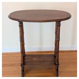 LR - Vintage Wooden Oval Side Table with Turned Legs
