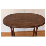 LR - Vintage Wooden Oval Side Table with Turned Legs