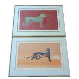 MB - Pair of Framed Celtic Motif Art Prints by Simon Doyle, Book of Kells