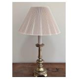 MB - Stiffel Brass Table Lamp with Pleated Shade, 28 Inch Height