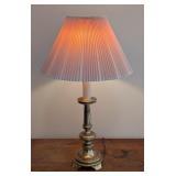MB - Stiffel Brass Table Lamp with Pleated Shade, 28 Inch Height