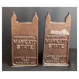 LR - Pair of Mankato State Limited Edition Cast Iron Bookends