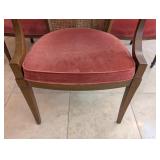 LR - Set of 3 Vintage Cane Barrel Back Armchairs with Rose Upholstery