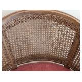 LR - Set of 3 Vintage Cane Barrel Back Armchairs with Rose Upholstery