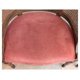 LR - Set of 3 Vintage Cane Barrel Back Armchairs with Rose Upholstery