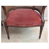 LR - Set of 3 Vintage Cane Barrel Back Armchairs with Rose Upholstery