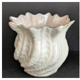 LR - Belleek Ireland Porcelain Shell Motif Pitcher and Vase Set