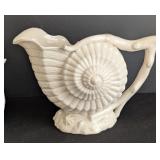 LR - Belleek Ireland Porcelain Shell Motif Pitcher and Vase Set