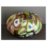 LR - Hand-Blown Art Glass Bowl with Multicolor Abstract Design