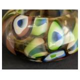 LR - Hand-Blown Art Glass Bowl with Multicolor Abstract Design