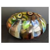 LR - Hand-Blown Art Glass Bowl with Multicolor Abstract Design