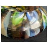 LR - Hand-Blown Art Glass Bowl with Multicolor Abstract Design